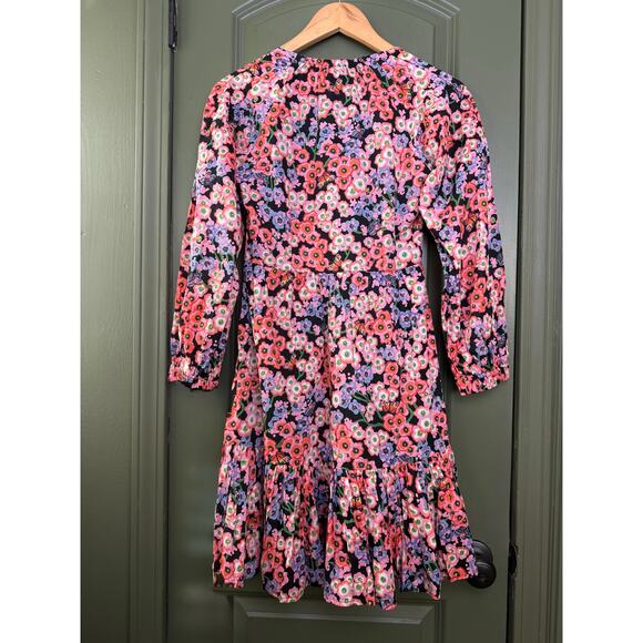 NWT Banjanan Black Monarch Macaw Mini Floral Fall 100% Cotton Dress Pink XS - Picture 6 of 8